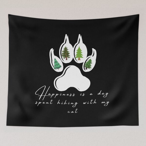 Item preview, happiness is a day spent hiking with my cat designed and sold by jassine11.