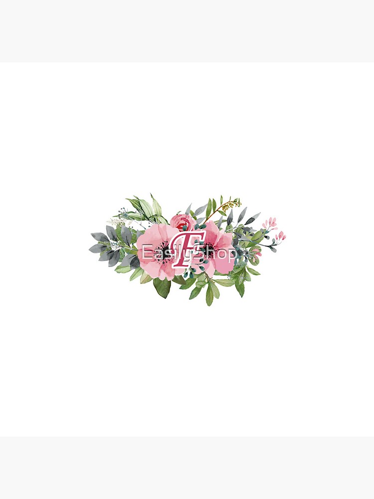 Disover F : Floral Initial Wreath Monogram F Pin Button