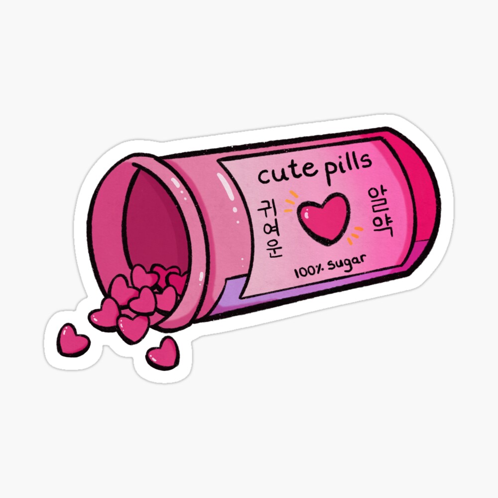 cute pills kawaii korean medication cute illustration photographic print by stickerparadize redbubble