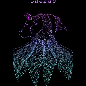 Artwork thumbnail, bible accurate cherub angel cherubim angel ink illustration tetramorph by indiVisibl