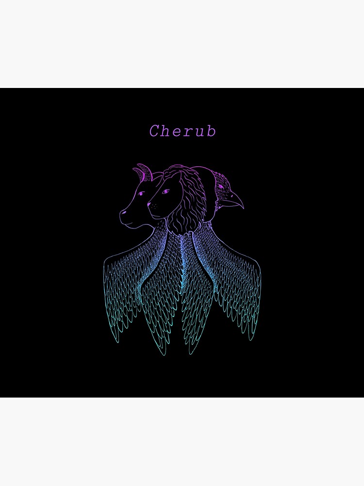Thumbnail 6 of 6, Throw Blanket, bible accurate cherub angel cherubim angel ink illustration tetramorph designed and sold by indiVisibl.