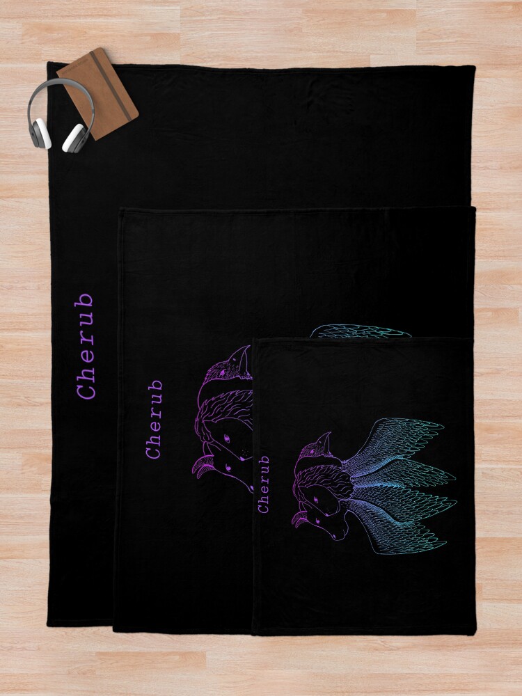 Thumbnail 5 of 6, Throw Blanket, bible accurate cherub angel cherubim angel ink illustration tetramorph designed and sold by indiVisibl.