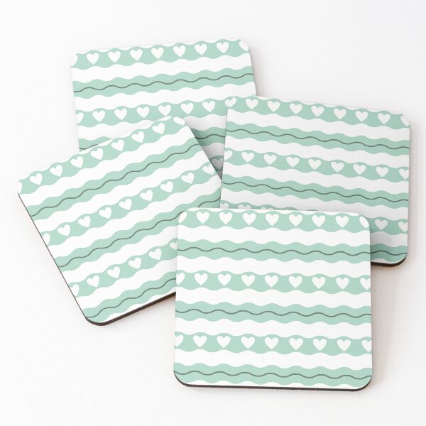 Item preview, Hearts and waves - green and white designed and sold by IlustraDeni.