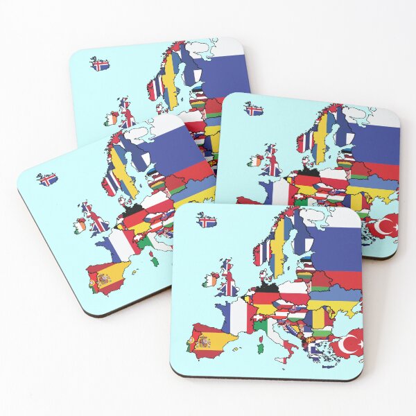 Item preview, Simple Map of Europe with Country Flags designed and sold by Happy Puppy Print On Demand.