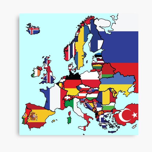 "Simple Map of Europe with Country Flags" Canvas Print for Sale by