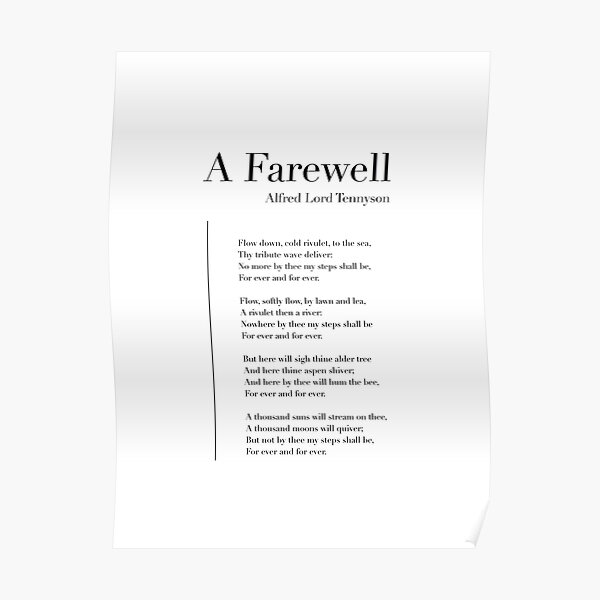 "A Farewell by Alfred Lord Tennyson" Poster for Sale by wisemagpie
