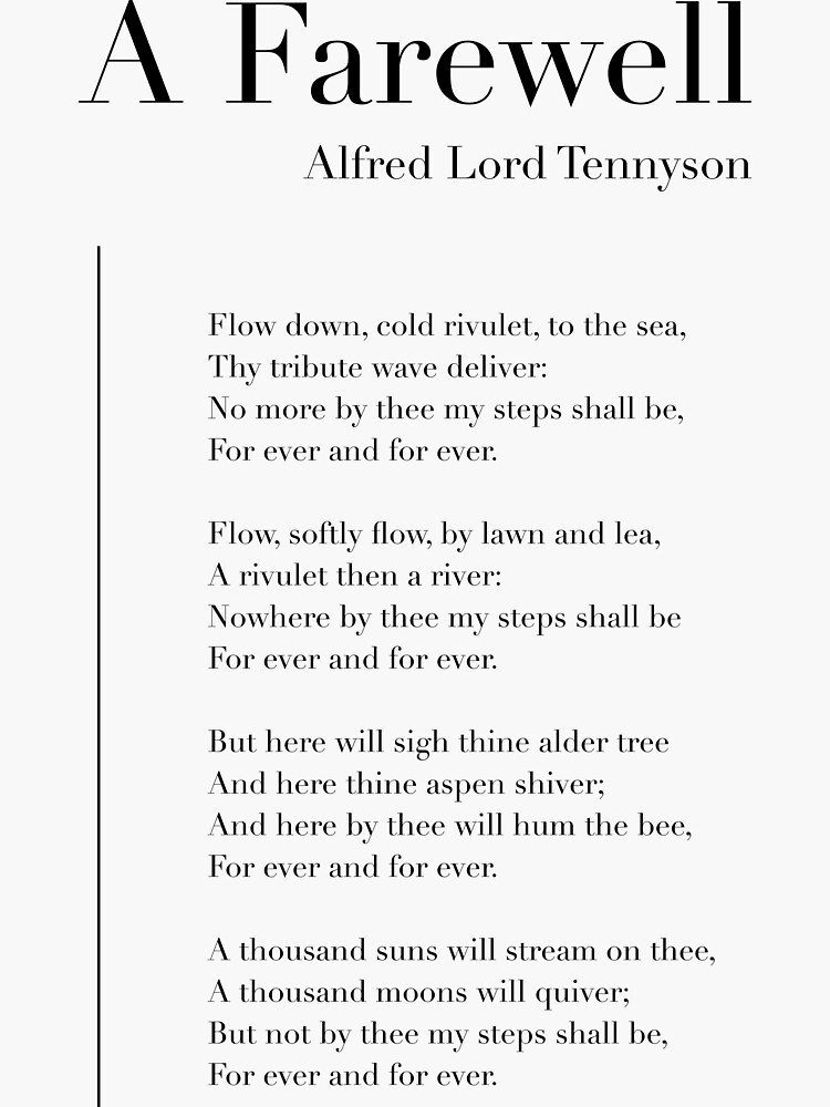 "A Farewell by Alfred Lord Tennyson" Sticker for Sale by wisemagpie
