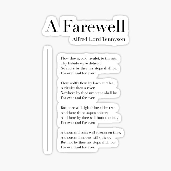 "A Farewell by Alfred Lord Tennyson" Sticker for Sale by wisemagpie