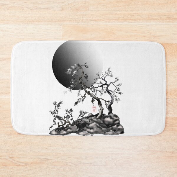 Item preview, Japanese ink pine trees under a full sun designed and sold by CuisineCat.