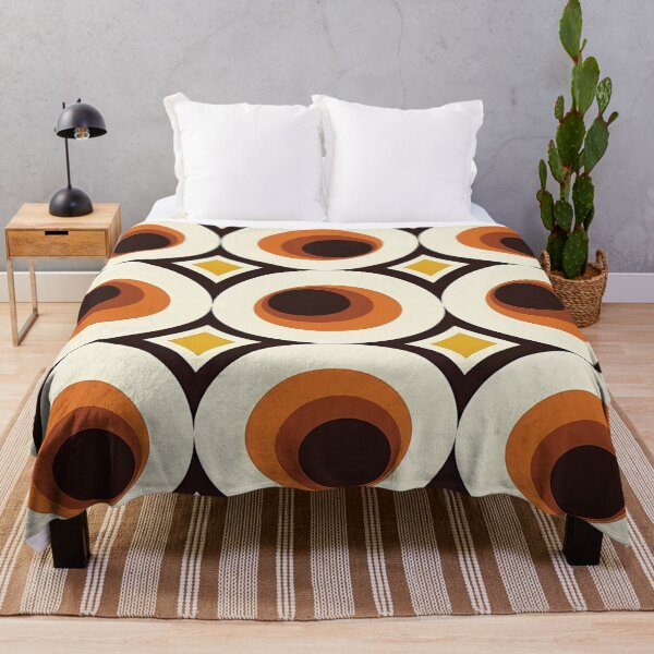 1970s Orange Mid-Century Modern Circle 1 Throw Blanket