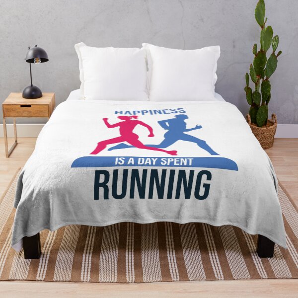 Item preview, Happiness Is A Day Spent Running Humor Pink And Sky blue Running Lovers Gift Funny Runners Quote  designed and sold by pedrored369.
