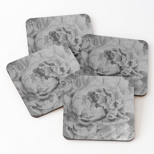 Item preview, Black and White Peony flower in full bloom Drawing designed and sold by AngelaHart1.