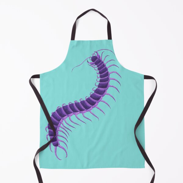 Item preview, Violet Purple Centipede on Aqua Turquoise Blue Green Background modeled after antique biology book illustration from 1803 designed and sold by Vicki Noble Art.