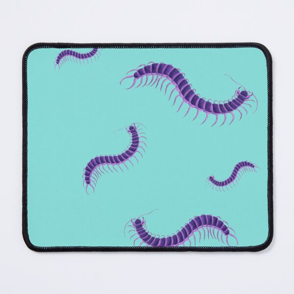Item preview, Tiled pattern Violet Purple Centipede on Aqua Turquoise Blue Green Background modeled after antique biology book illustration from 1803 designed and sold by Vicki Noble Art.