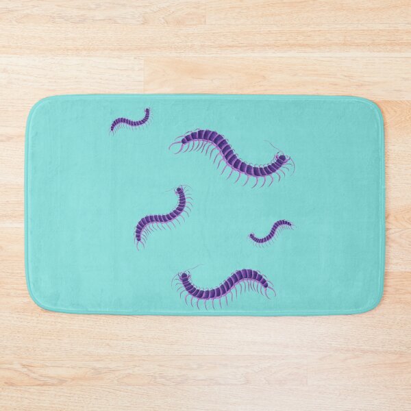 Item preview, Tiled pattern Violet Purple Centipede on Aqua Turquoise Blue Green Background modeled after antique biology book illustration from 1803 designed and sold by Vicki Noble Art.