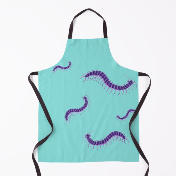 Item preview, Tiled pattern Violet Purple Centipede on Aqua Turquoise Blue Green Background modeled after antique biology book illustration from 1803 designed and sold by Vicki Noble Art.