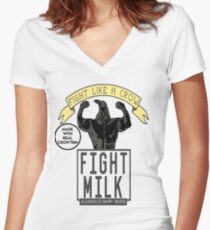 Fight Milk Women's Fitted V-Neck T-Shirt