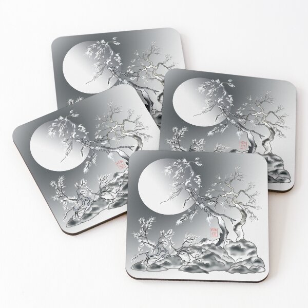 Item preview, Japanese ink fir trees under a full sun designed and sold by CuisineCat.