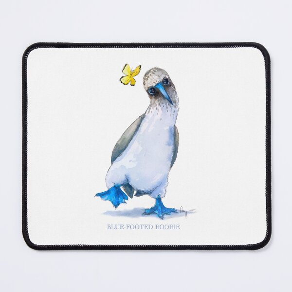 Item preview, Blue-Footed Bird Yellow Butterfly Whimsical Animal Art designed and sold by sheepincognito.