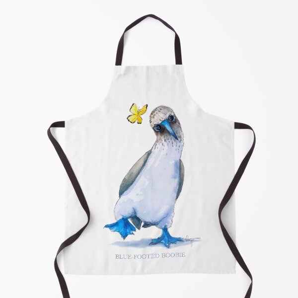 Item preview, Blue-Footed Bird Yellow Butterfly Whimsical Animal Art designed and sold by sheepincognito.