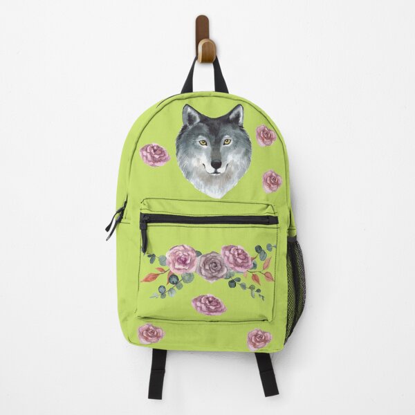 Item preview, Wolf With Flowers Canva print designed and sold by Dailyanimal.