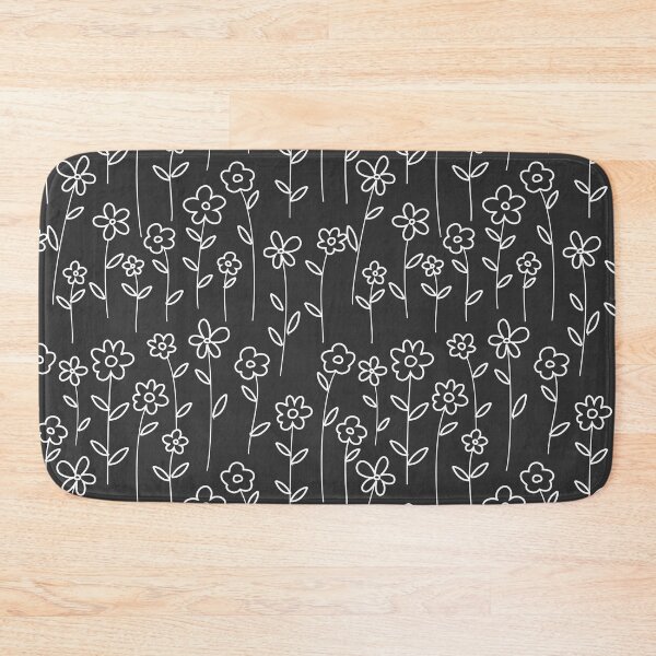 Item preview, White flowers on black background pattern designed and sold by StudioBarcelona.