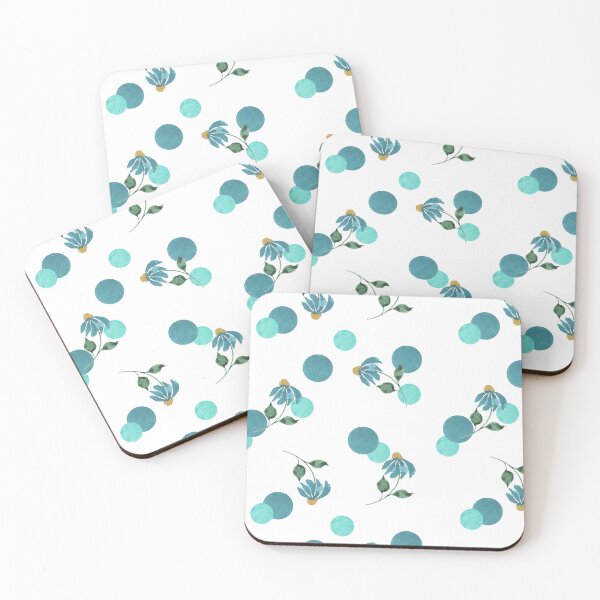 Item preview, Turquoise Watercolor Daisies And Dots designed and sold by HildegunStudio.