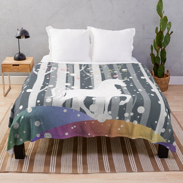 Item preview, North forest, snow and unicorn, perfect for mask, puzzle, kids puzzle, Duvets, Comforters, Shower Curtains, desk mat designed and sold by Collagedream.