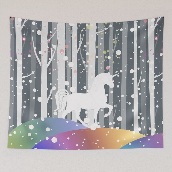 Item preview, North forest, snow and unicorn, perfect for mask, puzzle, kids puzzle, Duvets, Comforters, Shower Curtains, desk mat designed and sold by Collagedream.