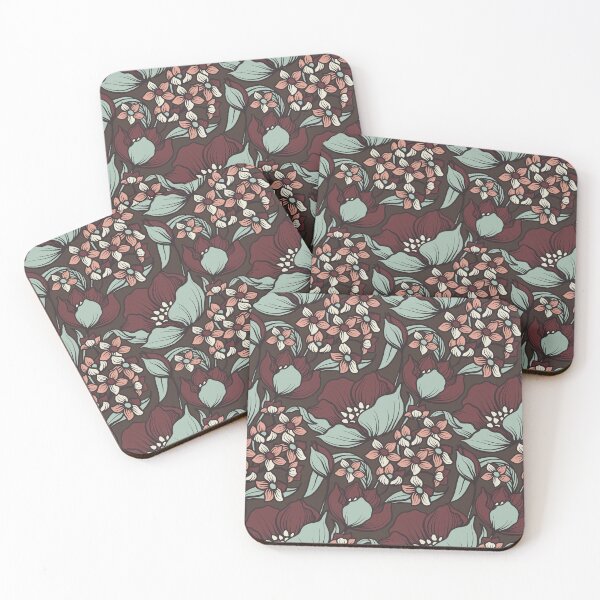 Item preview, Maroon and Green Retro 1960s Floral Pattern | 1969 Retro Color Palette designed and sold by Maren Frances.