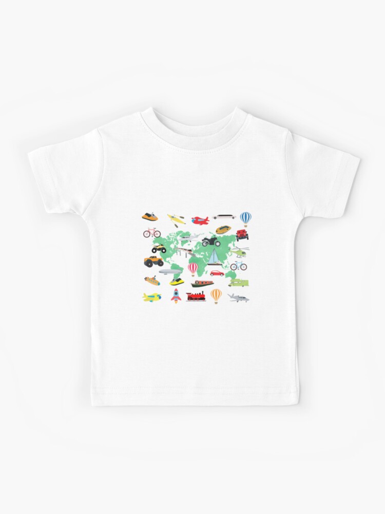 Adventure Awaits World Map Vehicles Kids Pattern
