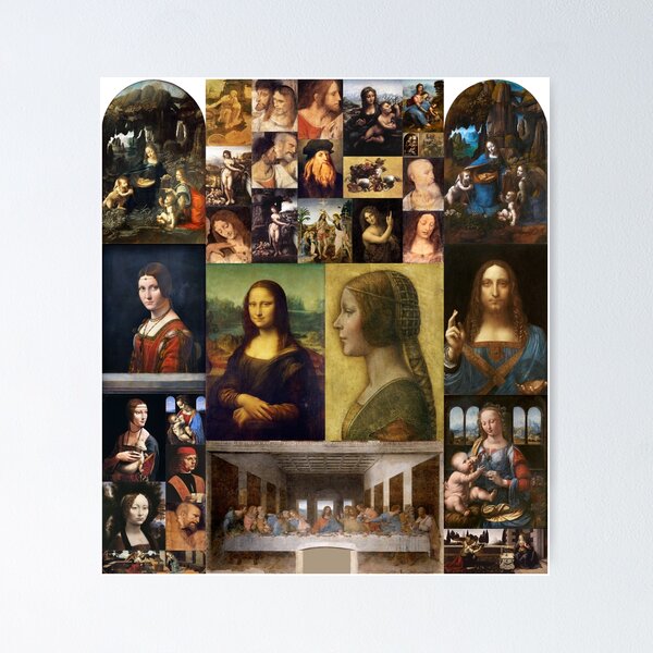 Leonardo Da Vinci Mosaic Poster