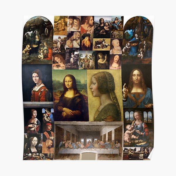 Leonardo Da Vinci Mosaic Poster