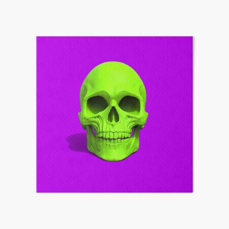 Green skull on purple background Art Board Print