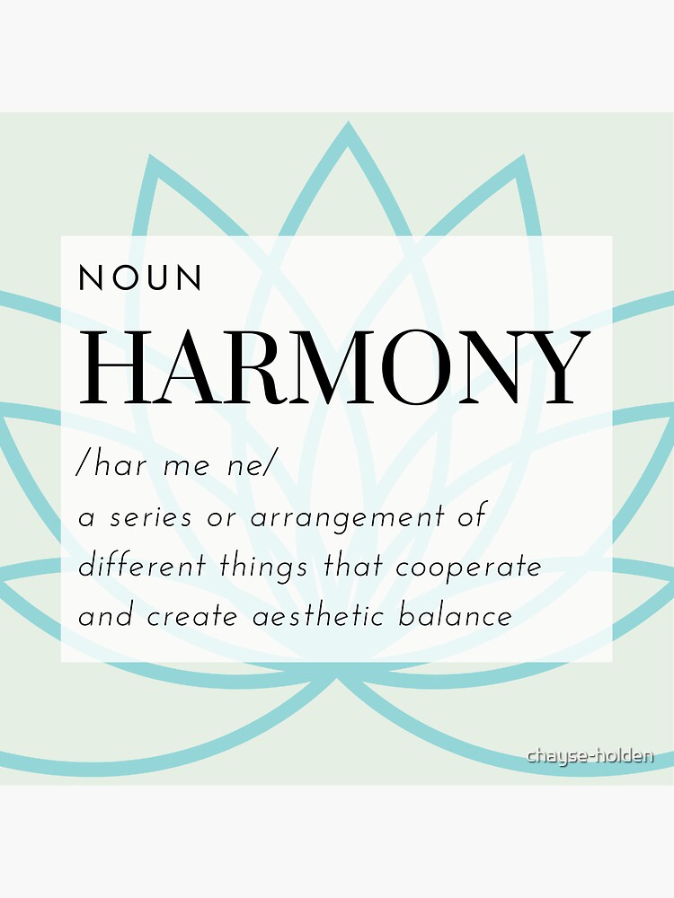 "Harmony Definition" Sticker by chayseholden Redbubble