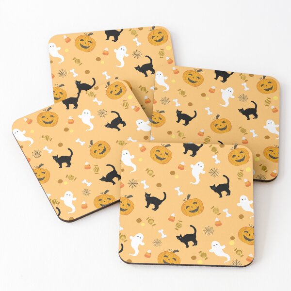 Item preview, Pumpkin, Ghost and Cat Halloween Pattern designed and sold by Lucha-Morena.