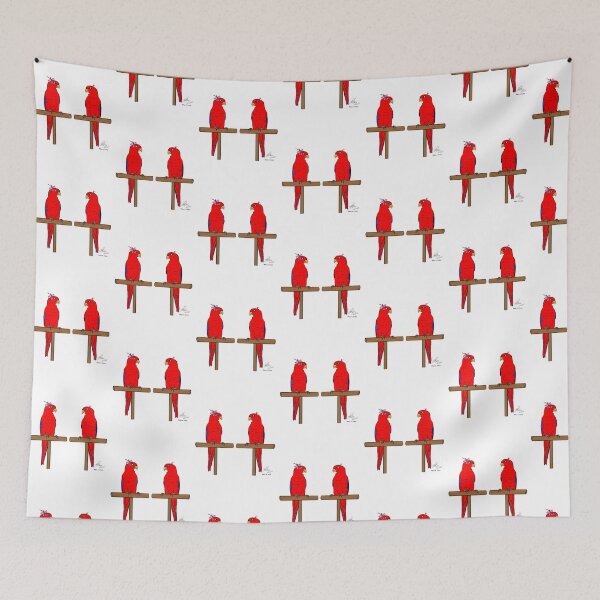 Item preview, Crazy Bird Man with Red Lorikeets designed and sold by Laughing Parrot Studio.