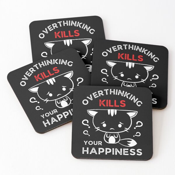 Item preview,  Overthinking Kills Your Happiness, Motivational Cat Design designed and sold by trendyshopy.
