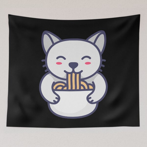 Item preview, cat eating ramen designed and sold by Sam Artist.