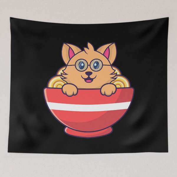 Item preview, Cat eating ramen cute noodles  designed and sold by Sam Artist.