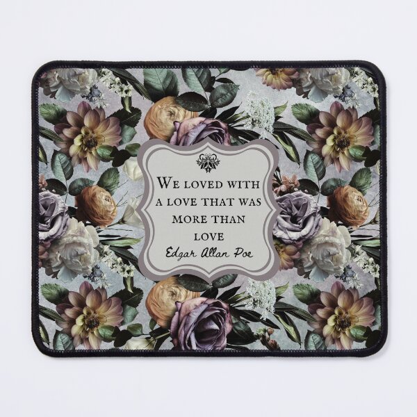 Item preview, We Loved With a Love That Was More Than a Love, Edgar Allan Poe, Love Quote, Vintage Flowers, Bookish Gift designed and sold by CultandObscure.