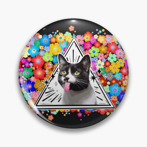 Item preview, CHILL Cat with rainbow flowers - spiritual awakening Cute Kitty Cat - AWOKE - RELAX designed and sold by originalsusie.