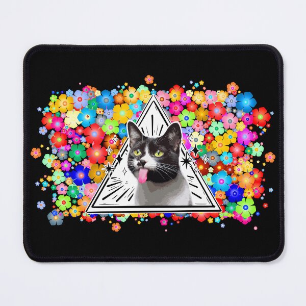 Item preview, CHILL Cat with rainbow flowers - spiritual awakening Cute Kitty Cat - AWOKE - RELAX designed and sold by originalsusie.