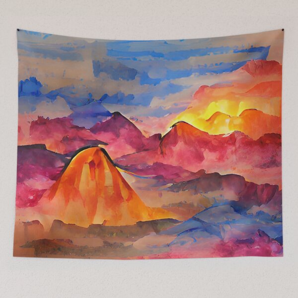 Item preview, Sunset mountain tapestry designed and sold by FlyingSprinkles.