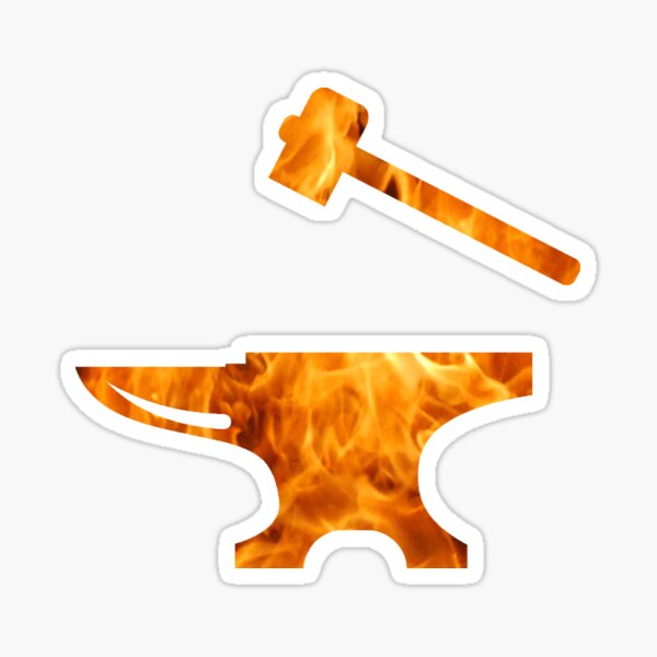 Item preview, Flaming Anvil & Hammer designed and sold by Cat Lady Designs.