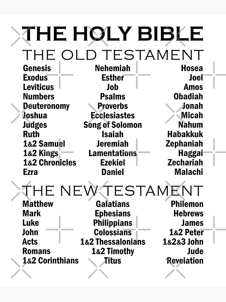 books-of-the-bible-old-testament-and-new-testament-complete-list-christian-design-photographic-print-for-sale-by-nonnieray-redbubble for Books Of The Bible List Printable Free Books of the Bible Old Testament and New Testament Complete List Christian Design