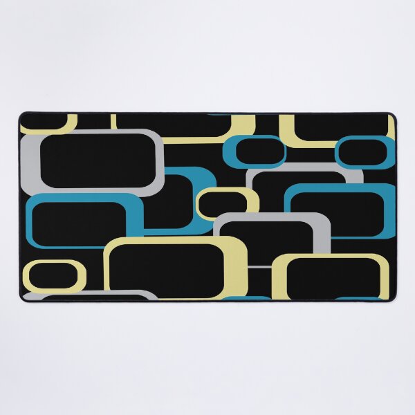 Item preview, Retro Squares Pattern Blue Gray Yellow Black Background designed and sold by ValeriesGallery.