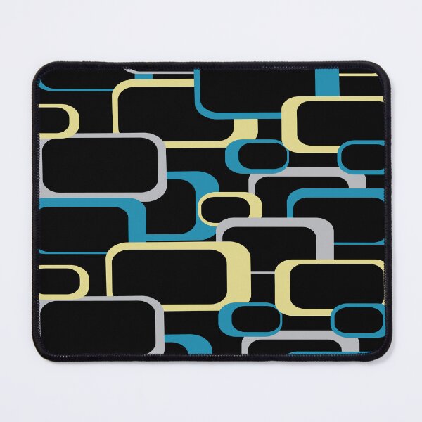 Item preview, Retro Squares Pattern Blue Gray Yellow Black Background designed and sold by ValeriesGallery.