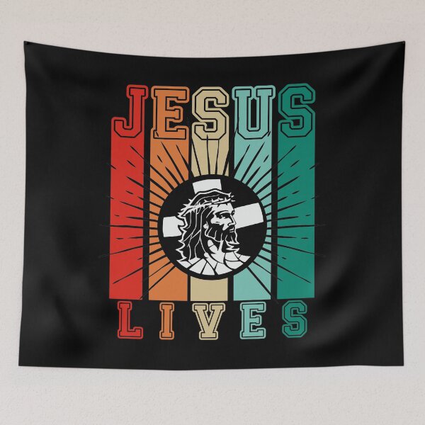 Item preview, Retro Colors Jesus Cross Lives designed and sold by PeachesMommy.