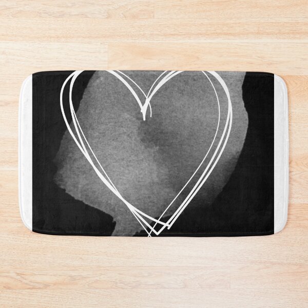 Item preview, My heartbeats for you black and white watercolor illustration whiteheart designed and sold by popping daisy.